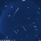 [CREDIT: NASA/ MSFC/ Danielle Moser] A composite image of Lyrid and not-Lyrid meteors over New Mexico from April, 2012.
