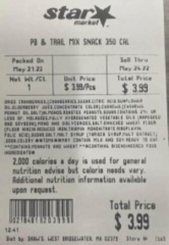 [CREDIT: FDA] Smuckers has recalled Ready Meals PB & TRAIL MIX SNACK packages for a possible peanut butter Salmonella contamination. 