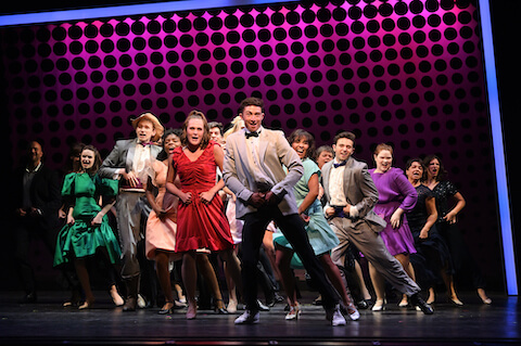 The cast of "Footloose" at Theater By The Sea perform the finale dance number.