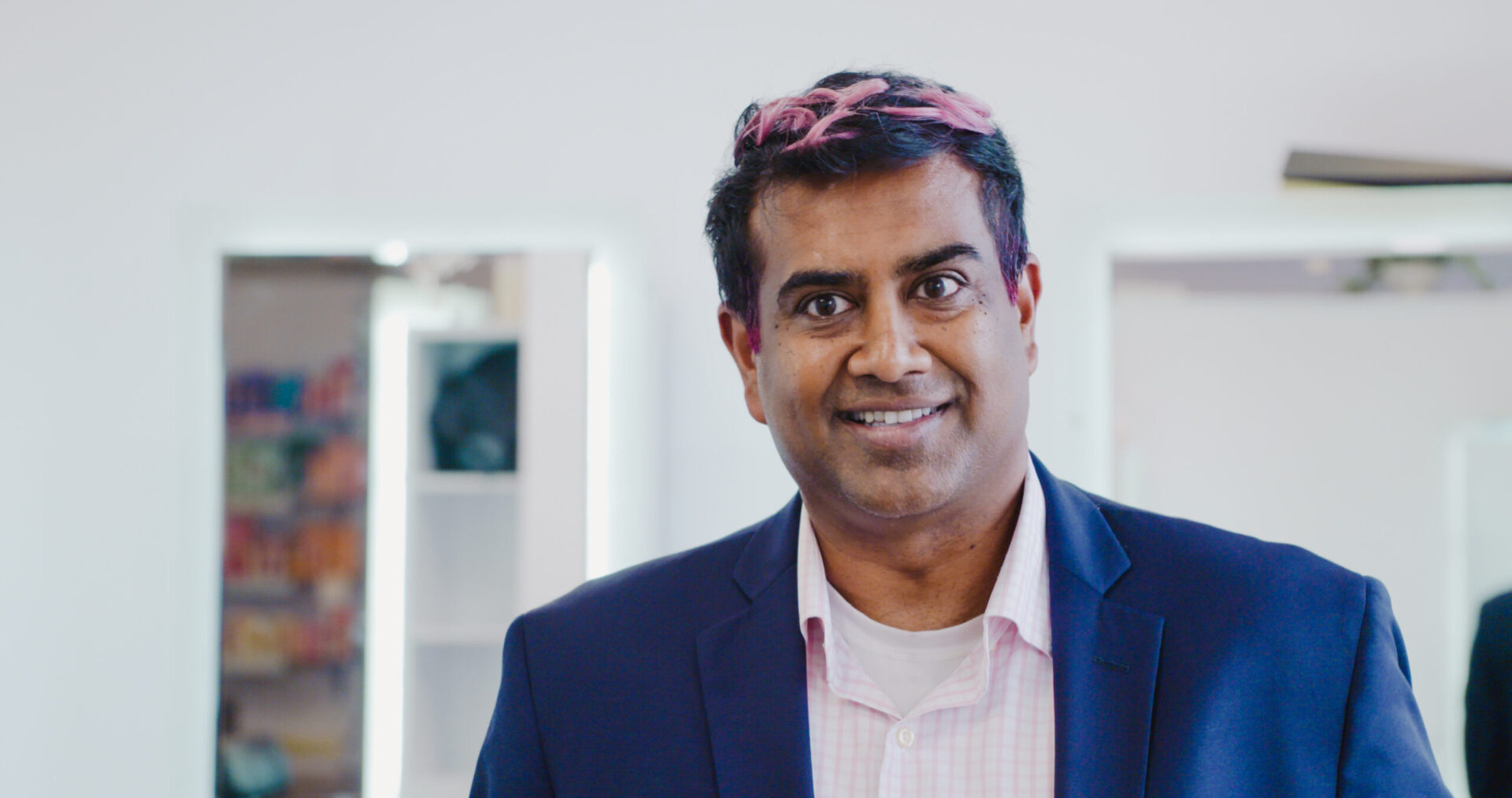 [CREDIT: CNE] Paari Gopalakrishnan, President and COO of Kent Hospital, made good on his promise to donors to the Breast Health Center to dye his hair pink.