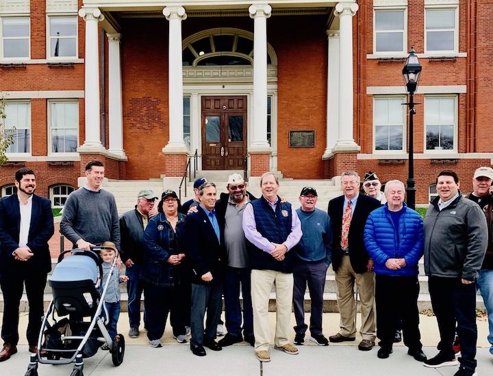 [CREDIT: Kim Wineman] Mayor Frank Picozzi and Rep. Camille Vella-Wilkinson (D-Dist. 21) led Warwick officials in a Veterans Day observance at City Hall Friday, Nov. 11, 2022.