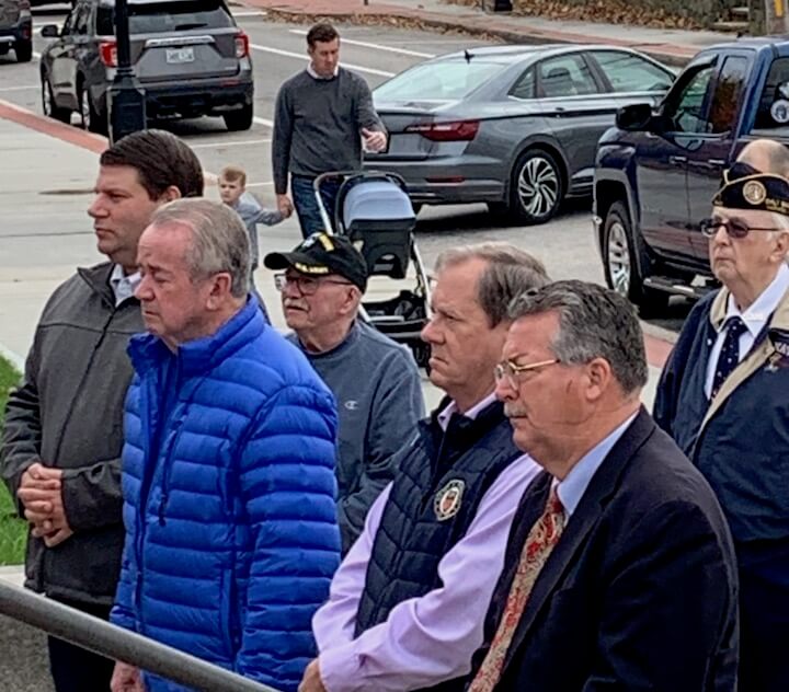 [CREDIT: Kim Wineman] Warwick officials gathered at City Hall for a Veterans Day observance at City Hall Friday, Nov. 11, 2022. From left is Warwick City Council President Steve McAllister, Councilman McElroy, Councilman Foley, and Sen. Mark McKenney.
