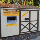 [CREDIT: Warwick Public Library] The Library is partnering with St. Pauly Textile Inc. to provide a clothing donation shed for a clean, convenient, and well-cared-for option to donate their used clothing.