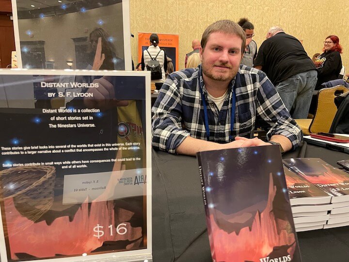[CREDIT: Rob Borkowski] The RI Author Expo put readers in front of writers from every genre Saturday at Crowne Plaza Warwick. Among them was S.F. Lydon, selling his new book, Distant Worlds, a collection of inter-linked science fiction tales.