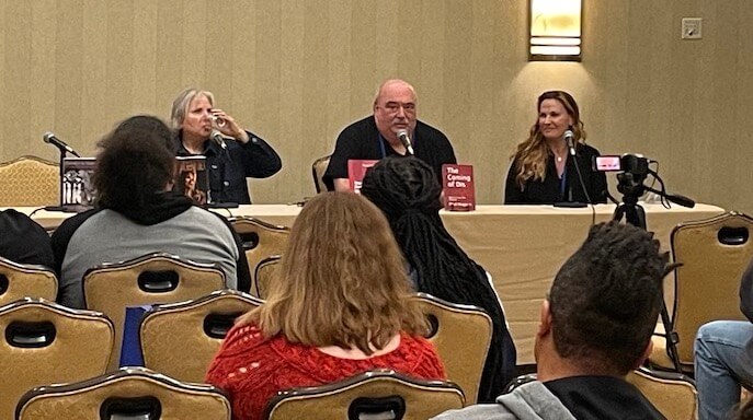[CREDIT: Rob Borkowski] The RI Author Expo put readers in front of writers from every genre Saturday at Crowne Plaza Warwick. The event featured several panels, including one on speculative fiction with, from left, authors Christine Lajewski, Tabitha Lord, and Paul Magnan.
