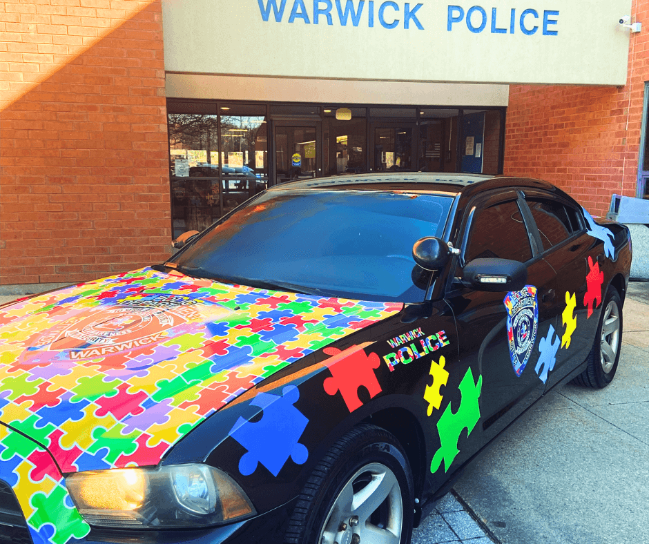 [CREDIT: WPD] WPD Colors Cruiser: Warwick Police have painted a puzzle design on a cruiser to demonstrate their support for people with autism and their families during Autism Awareness Month in April.