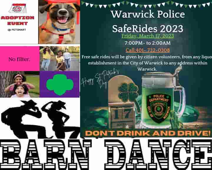 [WARWICK POST IMAGE] This week's Warwick Weekend roundup features St. Patrick's Day Safe Rides, piano music, dog adoption and a barn dance.