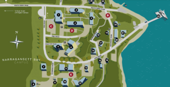 [CREDIT: URI] A map of URI's Narragansett Bay Campus, where Sen. Jack Reed will meet with NSF Director Panchanathan and Rhode Island researchers. 