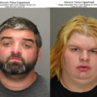 [CREDIT: Warwick Post, original images/WPD] Warwick Police arrested Andrew Sanville, left, and Amanda Bray, charging them with animal cruelty and abandonment in connection with their care of several cats and dogs including the black-furred wandering dogs thought to be dog- wolf hybrids.