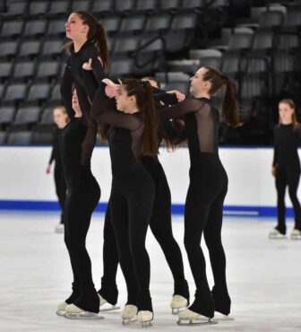 [CREDIT: Natalia McCartney] Warwick skater Emma McCartney and the rest of Team USA during their competition in the Nation's Cup theatre on ice world competition at Skating Club of Boston. Here, they are performing in the short “Choreography Exercise.”