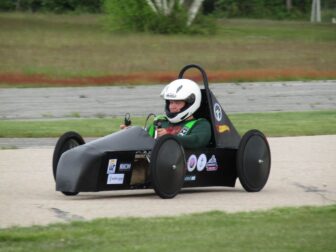 [CREDIT: RI Computer Museum] Chariho built a carbon fiber body for their electric car entry in the Greenpower race day last year. The RI Computer Museum is using a RIHEBC loan to pre-purchase five cars local schools can purchase for the May competition.