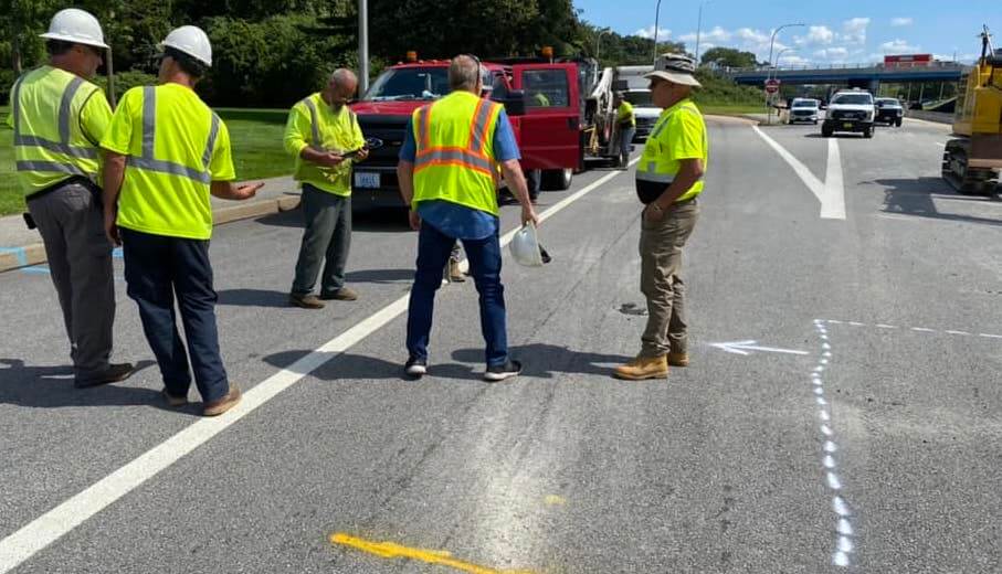 [CREDIT: Mayor Frank Picozzi] Two water main breaks on Centerville Road (Rte. 117) closed traffic for the day Aug. 24. Above, repair crews work on what turned out to be a far speedier fix than expected.