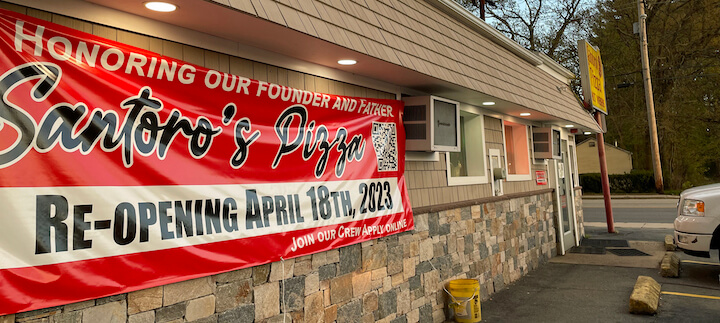 [CREDIT: Rob Borkowski] Santoro's Pizza hosted a grand reopening April 18 under the leadership of Nicholas and Deanna Labrakis.