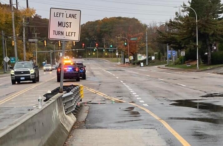 [CREDIT: Mayor Picozzi] A water main break has left Centerville Road shut near the Rte. 95 ramps.