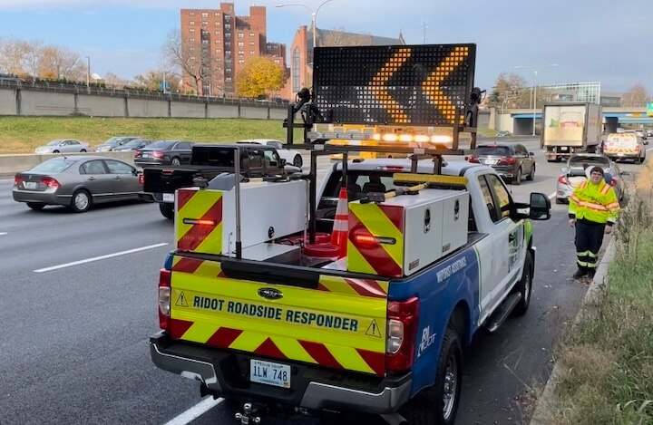 [CREDIT: RIDOT] RIDOT has begun Providence and Warwick Highway Aid patrols, using F-150 pickups marked "RIDOT Roadside Responder" to provice emergency service to motorists between Providence highways and the Airport Connector. 