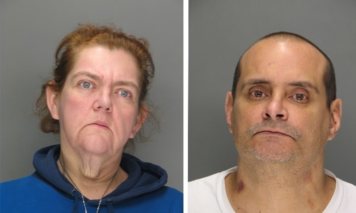 [CREDIT: WPD/WP composit] From left, Melissa Bedford, 43, of Providence, RI, and Jose Capeles, 52, of Providence, RI will appear in Third Disctrict Court in 2024 on B&E charges for a Nov. 19 break-in and attempted break-in at West Shore Road businesses.