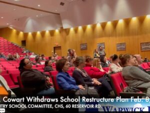 [CREDIT: Rob Borkowski] Supt. Don Cowart withdrew his Coventry Schools Restructure Plan Feb. 8. The decision was met with loud applause and several grateful comments.