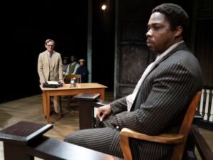 [CREDIT: PPAC] Richard Thomas (standing) as Atticus Finch and Yaegel T. Welch as Tom Robinson in PPAC's "To Kill a Mockingbird"
