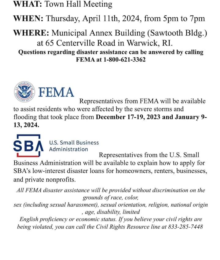 Warwick Flood Damage Meeting: FEMA, SBA Offer Help