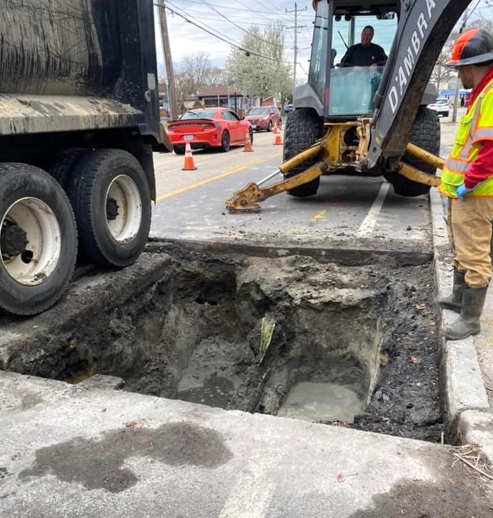 [CREDIT: Mayor Picozzi] The Warwick Sewer Authority repaired a sewer line break on West Shore Road Wednesday-Thursday. A long term rehab of the sewer line there is expected to start this spring.