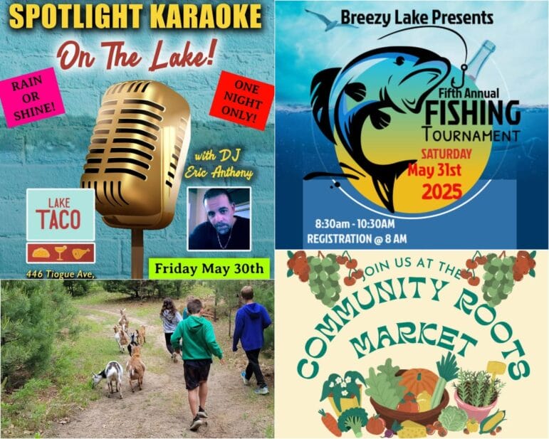 [Credit: WP Composite] This week's Coventry Community Events in Coventry, RI include karaoke, a fishing tournament, a farmers market, and goats.