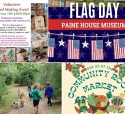 [Credit: WP Composite] This week’s Coventry Community Events in Coventry, RI include a Flag Day ceremony, a volunteer card making event, a farmers market, and goats.