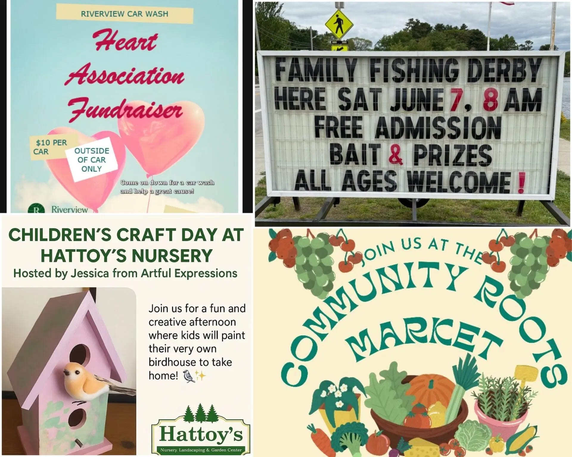 [Credit: WP Composite] This week's Coventry Community Events in Coventry, RI include a fundraiser car wash, children's craft day, the annual Family Fishing Derby, and a farmers market.