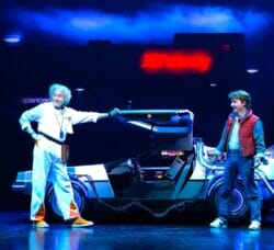 [CREDIT: PPAC] From left, David Josefsberg and Lucas Hallauer as Doc Brown and Marty McFly in PPAC's 'Back to the Future' musical.