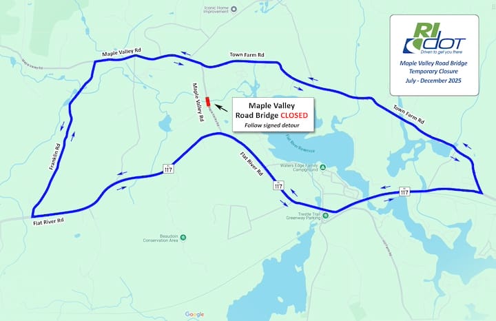[CREDIT: RIDOT] Maple Valley Road Birdge closed Monday and will be reopened once it's replaced next year.