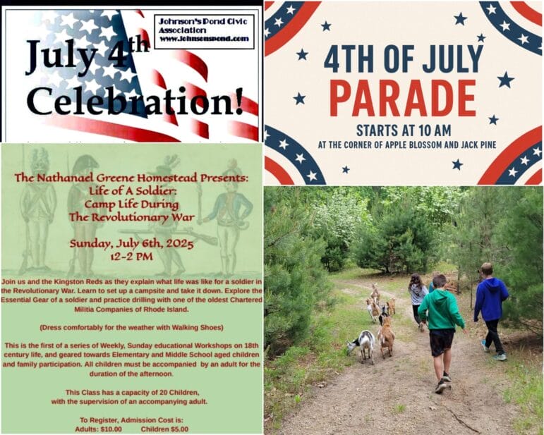 [Credit: WP Composite] This week’s Coventry Community Events in Coventry, RI include several goat events and several Independence Day events, including a fireworks display and activities at the Nathanael Greene Homestead.