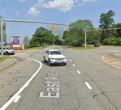 [CREDIT:RIDOT] Route 113 at Midland Commons Looking East on East Avenue, toward the East Avenue Bridge over Rte. 95 north and south. To the left is the Midland Mall. Night Rte. 95 Closures and Rte. 295 closures begin July 17.