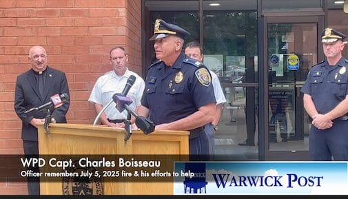 [CREDIT: Rob Borkowski] WPD Capt. Charles Boisseau recounts his actions July 5, finding his neighbor's house on fire and alerting them before it engulfed the home within minutes.