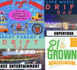 [Credit: WP Composite] This week’s Warwick Weekend Events include Summer Fun at Rocky Point and two fun events at Drift Bar, as well as the usual farmers markets and Food Truck Friday.