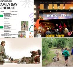 [Credit: WP Composite] This week’s Coventry Community Events in Coventry, RI include Family Day at Camp Westwood, the continuation of the Free Summer Entertainment Series, and a workshop at Spell Hall, along with the usual goat events.