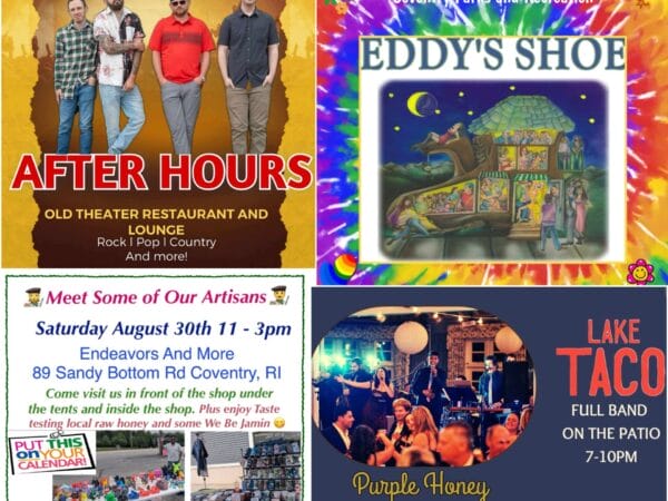 [Credit: WP Composite] This week’s Coventry Community Events in Coventry, RI include live music at both Olde Theater Restaurant and Lake Taco, a local artisans meet up, and the continuation of the Free Summer Entertainment Series.