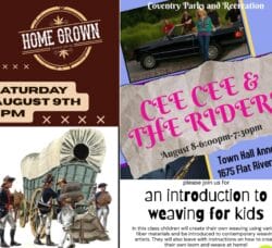 [Credit: WP Composite] This week’s Coventry Community Events in Coventry, RI include kid’s introduction to weaving, a Nathanael Greene Homestead workshop, and several live music opportunities, including the continuation of the Free Summer Entertainment Series.