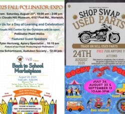 [Credit: WP Composite] This week’s Warwick Weekend Events include a pollinator expo, a biker swap meet, a back-to-school market, and a summer fun event at Rocky Point.