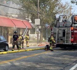 [CREDIT: Mayor Frank Picozzi] Warwick Firefighters responded to a Conimicut fire Saturday, Sept. 6 that razed Tiger Eye Gift Shop and seriously damaged Kent Electric. There were no serious injuries reported.