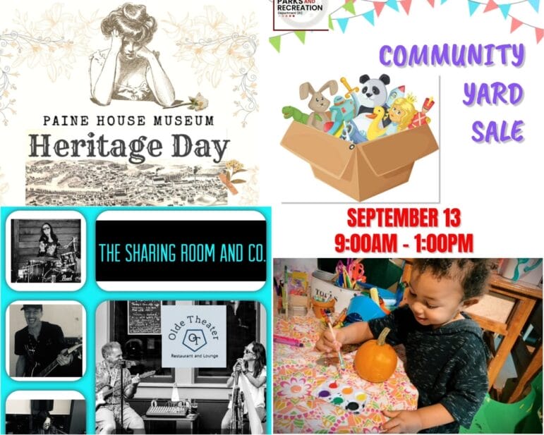 [Credit: WP Composite] This week’s Coventry Community Events in Coventry, RI include Heritage Day at Paine House Museum, a community yard sale, pumpkin painting, and several live music opportunities.
