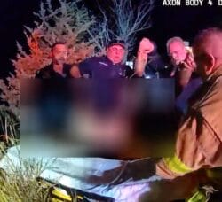 [CREDIT: WPD] Officers Matthew Maloney, Nicholas Manocchio, and Maxwell Neiley rescued a drowning driver from Apponaug Cove Oct. 18, 20205 at about 7:17 p.m., delivering him to WFD rescue personnel, who began life-saving efforts and transported him to Kent Hospital.