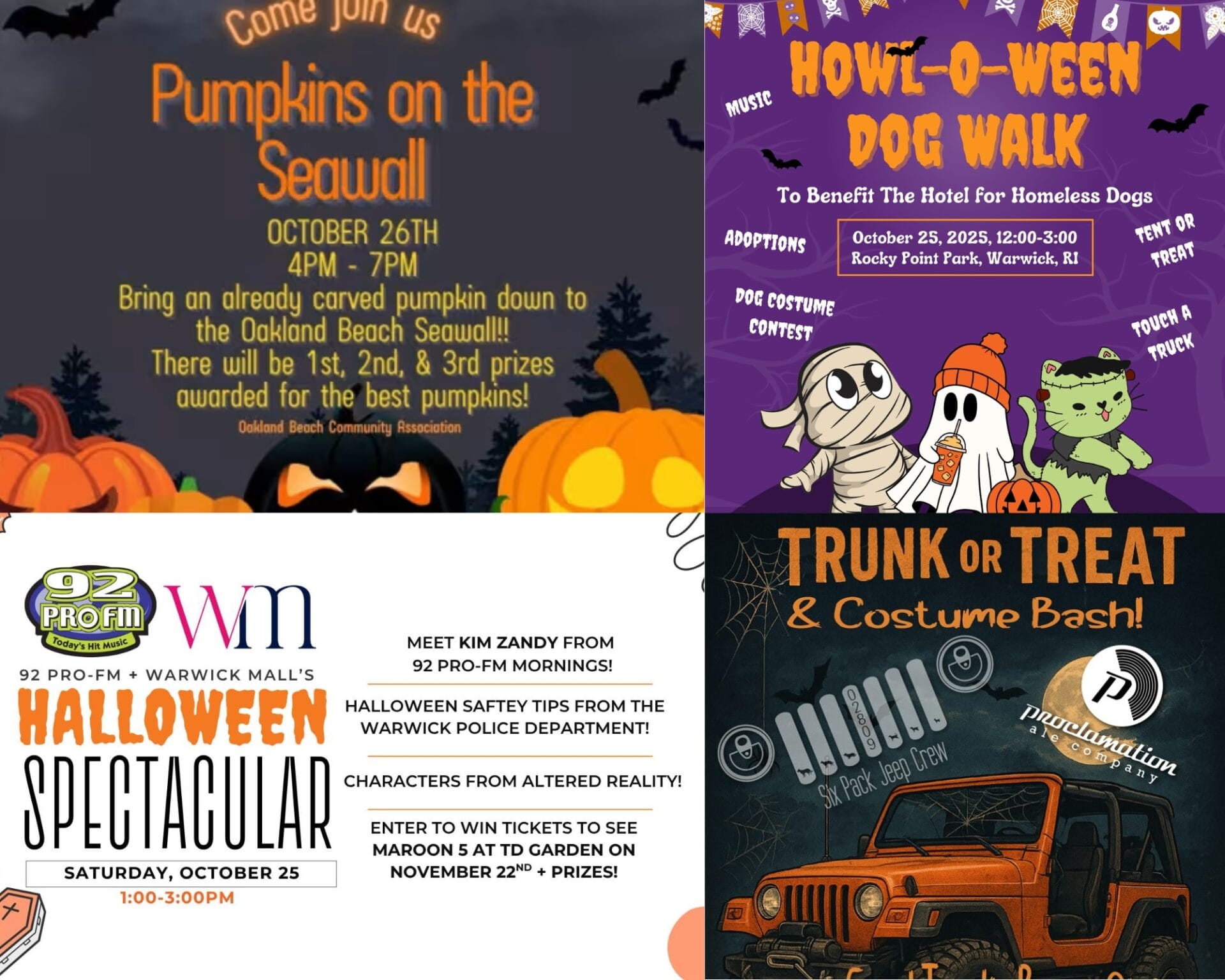 [Credit: WP Composite] This week’s Warwick Weekend Events include a pumpkin carving competition, a pumpkin walk, a Trunk or Treat, and a Halloween themed dog walking event.