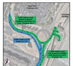 [CREDIT: TF Green Airport] A new traffic pattern has shifted lanes at the Airport Connector starting Thursday, Dec. 18, 2025.