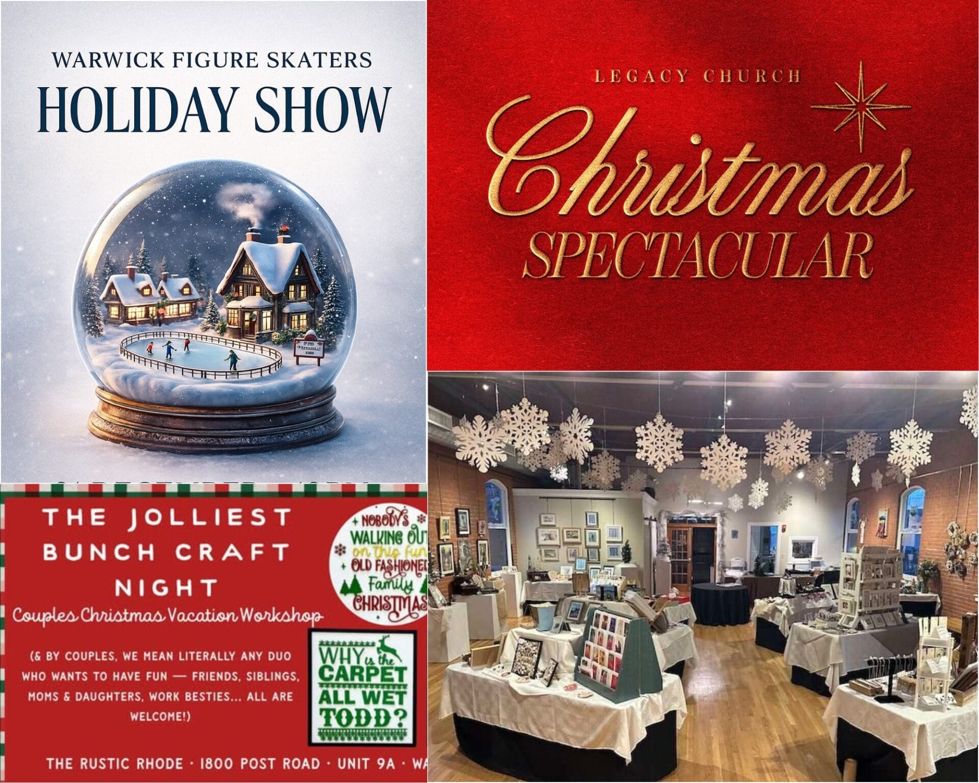 [Credit: WP Composite] This week’s Warwick Weekend Events include a free Christmas concert, a winter market, a craft night, and a figure skaters show.