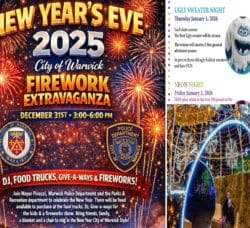 [CREDIT: WP Composite] The final Warwick Weekend Events roundup of 2025 has fireworks, a hike, holiday lights and special skate nights.