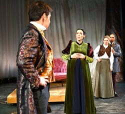 [CREDIT: Mark Turek] From left, Stephen Thorne,Rachael Warren, Rebecca Gibel, and Mathieu Myrick in Trinity's "A Winter's Tale."