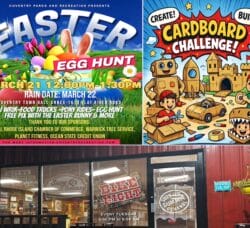 [WP Composite] Coventry weekend events this week include a cardboard challenge, egg hunt and carriage rides and crafts at Suzy Qs in Greene.