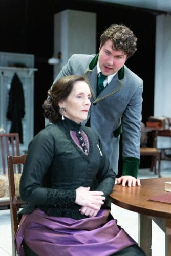 [CREDIT: Cat Laine] In GAMM's production of 'Ghosts,'  <br />Oswald, played Liam Roberts and Helen, played by Jeanine Kane reunite to dedicate an orphanage to Oswald's father. 